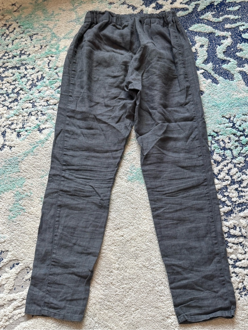 Linenfox Elastic Waist Linen Pants - Navy size XS